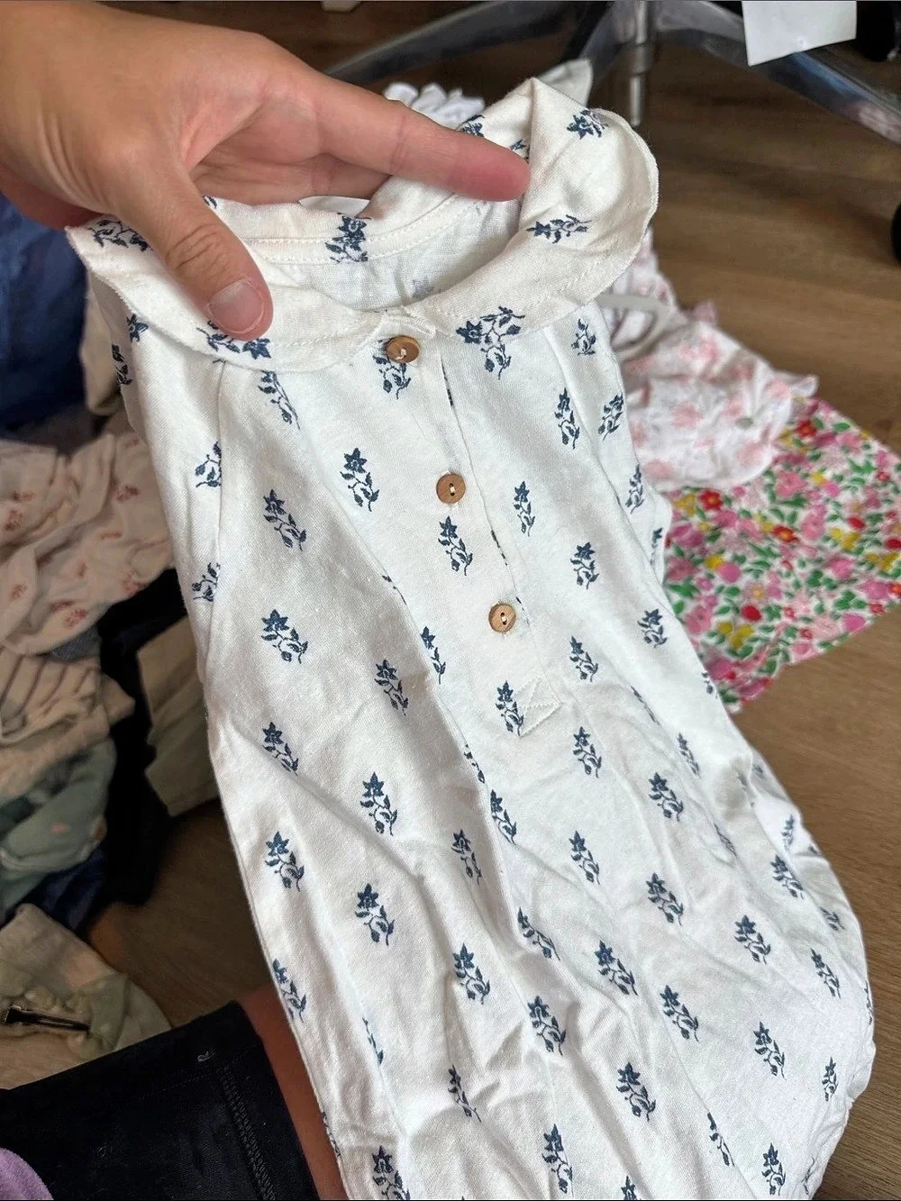 Silly Baby Floral Romper 18M White & Blue